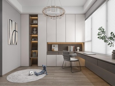 现代书房3D模型下载